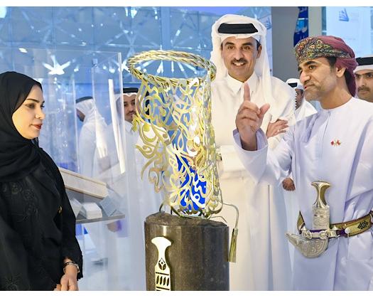 Emir Of Qatar Visits Oman Pavilion At Doha International Book Fair